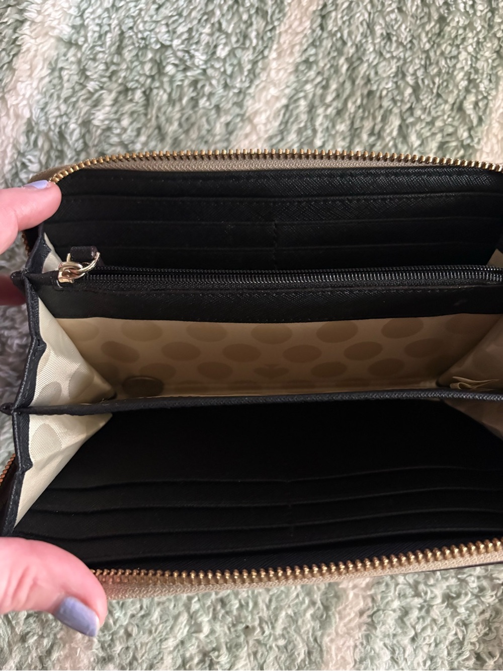 kate spade Two-Tone Bow Zip Wallet - Black & Light Gray - Picture 3 of 5
